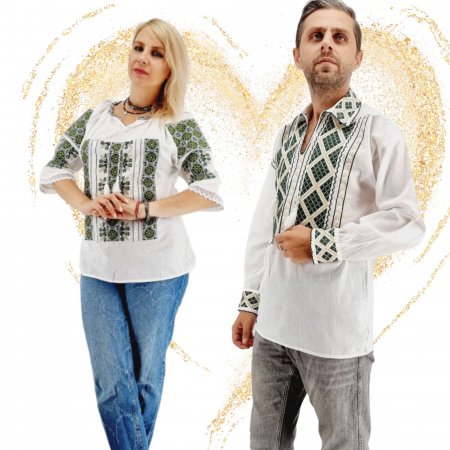 Set Traditional - Set Traditional Cuplu 601 / Camasi traditionale cu broderie