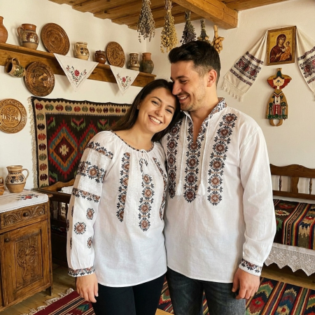 Set Traditional - Set Traditional Cuplu 647/ Camasi traditionale cu broderie