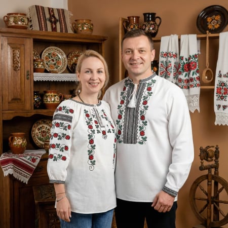 Set Traditional - Set Traditional Cuplu 648/ Camasi traditionale cu broderie