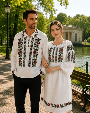 Set Traditional - Set Traditional Cuplu 649/ Camasi traditionale cu broderie