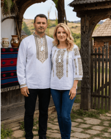 Set Traditional - Set Traditional Cuplu 653/ Camasi traditionale cu broderie