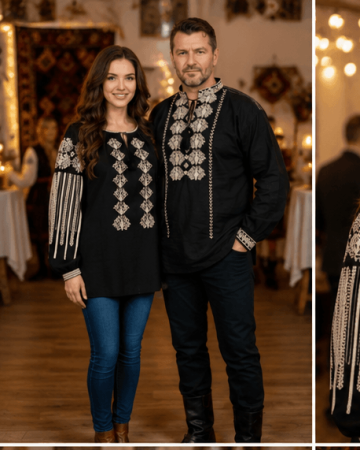 Set Traditional - Set Traditional Cuplu 654/ Camasi traditionale cu broderie