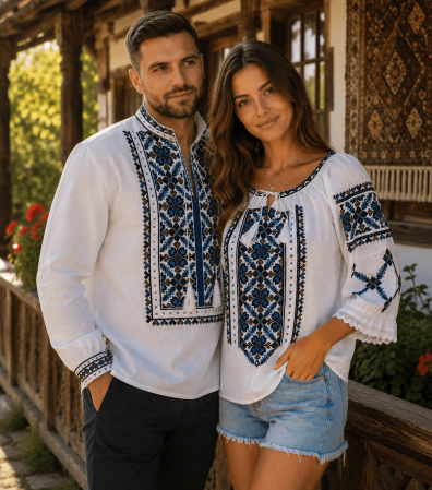 Set cuplu - Set Traditional Cuplu 656/ Camasi traditionale cu broderie