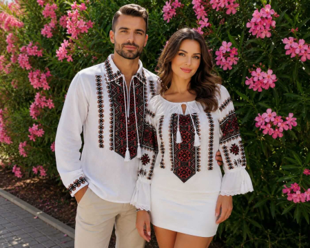 Set cuplu - Set Traditional Cuplu 659/ Camasi traditionale cu broderie