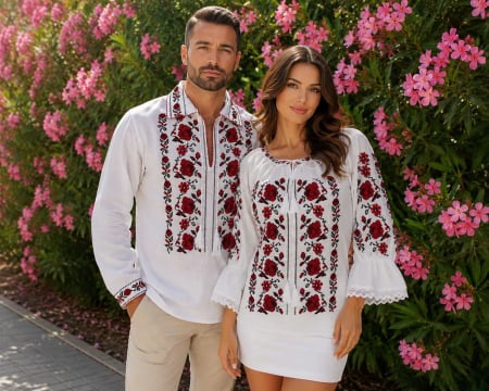 Set Traditional - Set Traditional Cuplu 660/ Camasi traditionale cu broderie