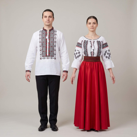 Set cuplu - Set Traditional Cuplu 668/ Camasi traditionale cu broderie