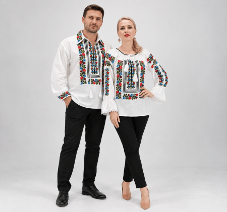 Set cuplu - Set Traditional Cuplu 692 / Camasi traditionale cu broderie