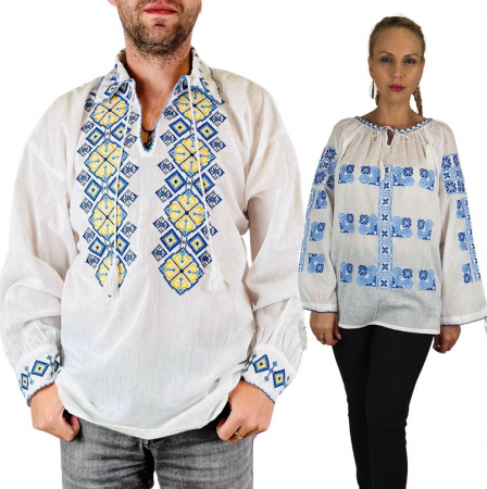 Традиционен комплект - Set Traditional Cuplu 96 / Camasi traditionale cu broderie