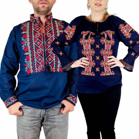 Традиционен комплект - Set Traditional Cuplu 97 / Camasi traditionale cu broderie