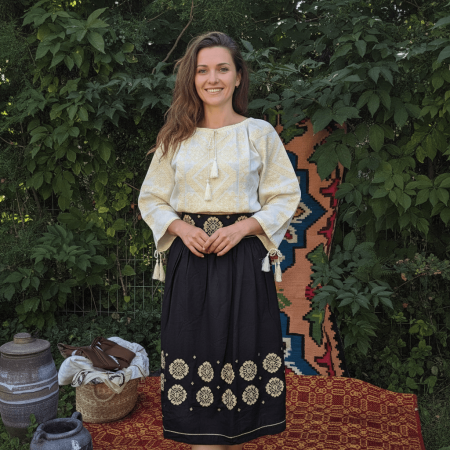 Femei - Set traditional format din ie , fusta 90