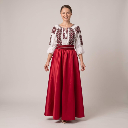 Costume populare - Set traditional format din ie, fusta si brau 138