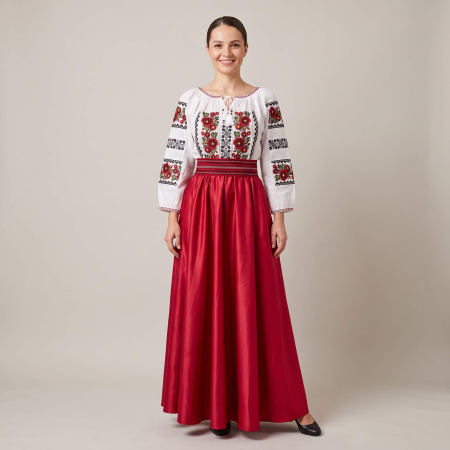 Costume populare - Set traditional format din ie, fusta si brau 139