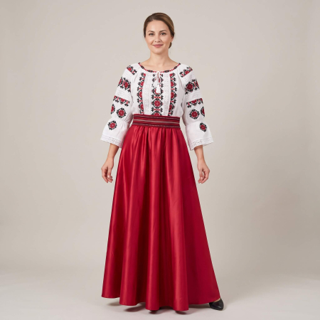 Costume populare - Set traditional format din ie, fusta si brau 140