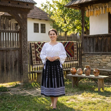 Femei - Set traditional format din ie si fusta 105