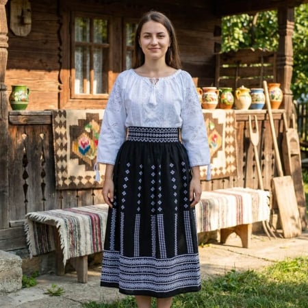 Costume populare - Set traditional format din ie si fusta 107