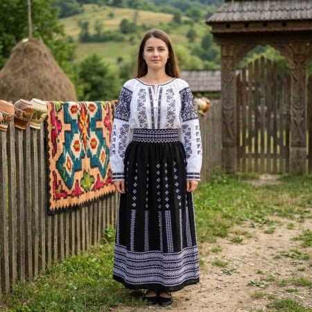 Costume populare - Set traditional format din ie si fusta 109