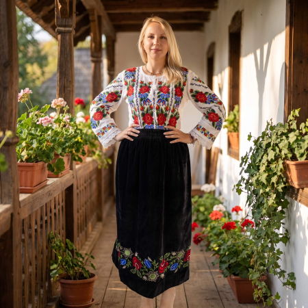 Femei - Set traditional format din ie si fusta 253