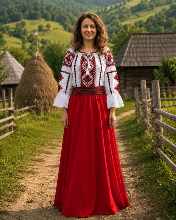 Femei - Set traditional format din ie si fusta 51