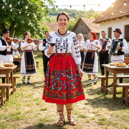 Costume populare - Set traditional format din ie si fusta 68