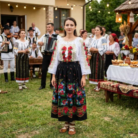 Costume populare - Set traditional format din ie si fusta 71
