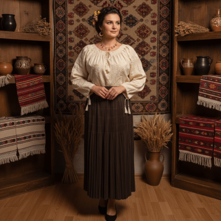 Pachete Traditionale - Set traditional format din ie traditionala, fusta plisata 255