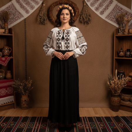 Pachete Traditionale - Set traditional format din ie traditionala, fusta plisata  254