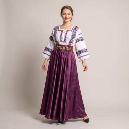 Pachete Traditionale - Set traditional format din ie traditionala, fusta saten si brau brodat 148