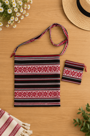 Accesorii - Traista Populara Negru cu Rosu