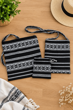 Accesorii - Traista Populara Tesuta - Negru