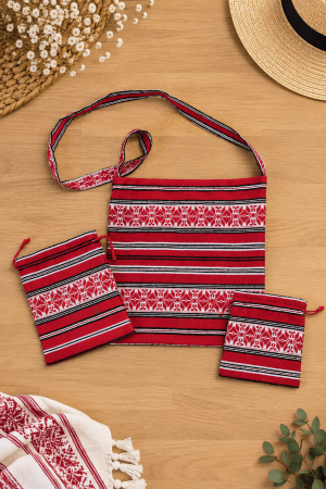 Accesorii - Traista Populara Tesuta - Rosu