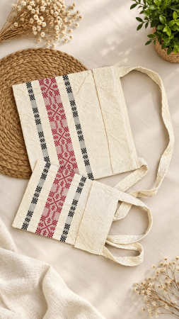 Accesorii - Traista Populara Tesuta - Crem