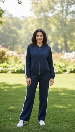 Treninguri - Trening damă sport-casual cu dungi laterale și croi lejer