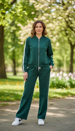 Treninguri - Trening damă sport-casual cu dungi laterale și croi lejer