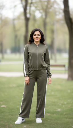 Treninguri - Trening damă sport-casual cu dungi laterale și croi lejer