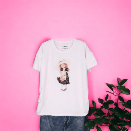 Tricouri - Tricou Dama cu Fetite Alb 3