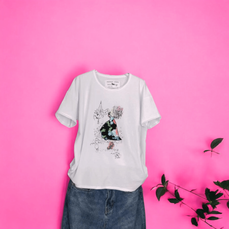 Tricouri - Tricou Dama cu Fetite Alb 9