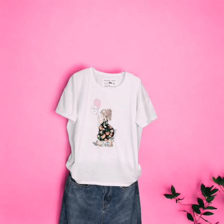 Tricouri - Tricou Dama cu Fetite Alb