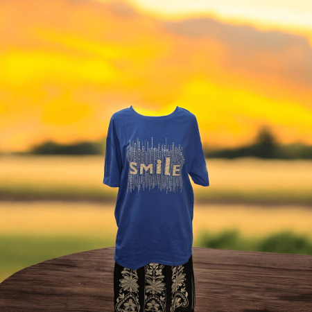 Tricouri - Tricou Dama Albastru Smile