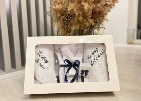 Комплекти за кръщене - Trusou Botez Brodat cu fir bleumarin