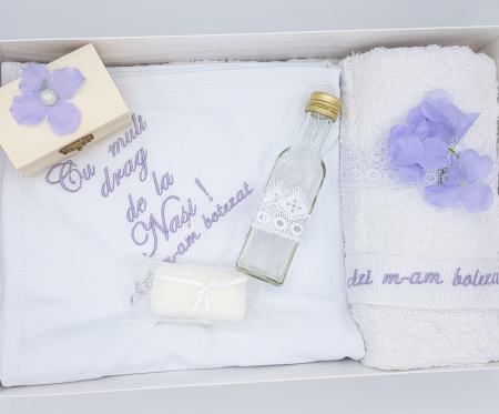 Комплекти за кръщене - Trusou Botez brodat - Lila