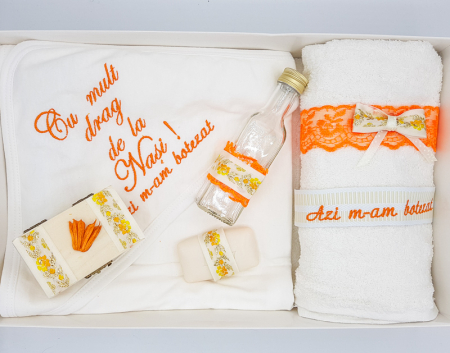 Комплекти за кръщене - Trusou pentru Botez brodat - Portocaliu