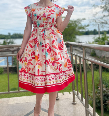 Tunică brodată roșu-visiniu din bumbac [1]