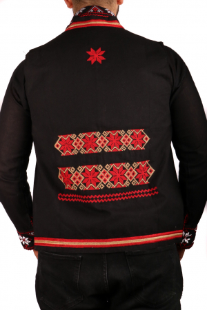 Елегантен мъжки жилет с бродерия Лауренцио – Черен [2]