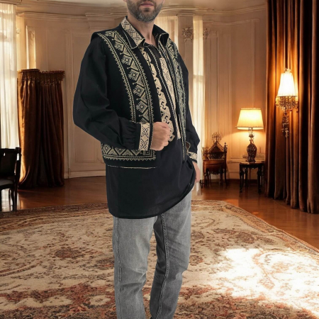 Vesta barbateasca brodata Lazar - Negru 19 [1]