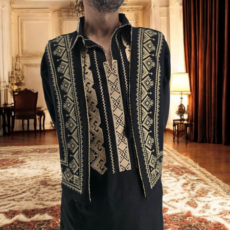 Vesta barbateasca brodata Lazar - Negru 19 [3]