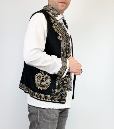 Vesta barbateasca brodata Lazar - Negru 3 [3]