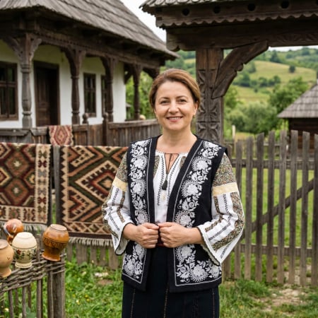 Veste - Vesta din stofa traditionala Liliana