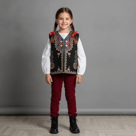 Vesta traditionala pentru copii cu broderie colorata Marin 8 [1]