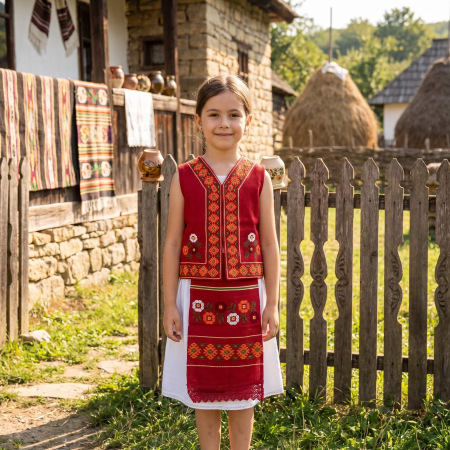 Veste - Vesta rosie cu broderie pentru fetite Draga 2