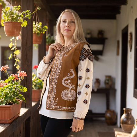 Veste - Vesta traditionala Paula - Piele Intoarsa